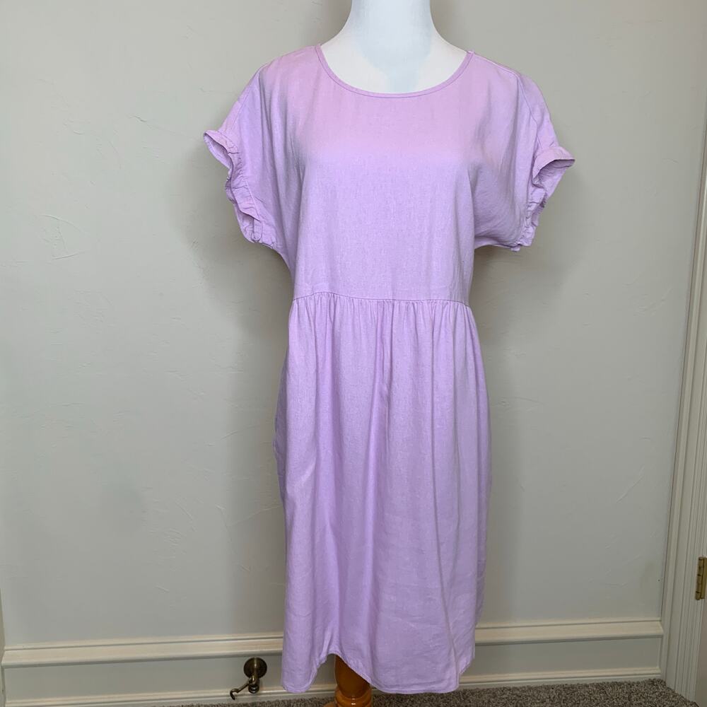 Sonoma Linen Lilac Purple Babydoll Dress Sz Medium